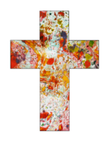 croix abstraite d'art. peinture à la main sur papier. png