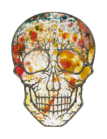Art abstract skull. Hand painting and make graphic. png