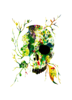 Art abstract mix surreal skull. Hand painting and make graphic. png