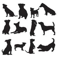 Jack russell dog animal silhouettes, Jack russell terrier dog silhouettes. vector