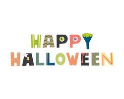 feliz halloween texto dibujado a mano para tarjetas, invitaciones, postales, tarjetas de felicitación, volantes, carteles, web, etc. vector