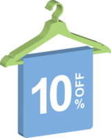 3d discount 10 percent off hanger icon for fashion tag label badge pastel color png
