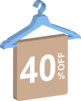 3d discount 40 percent off hanger icon for fashion tag label badge pastel color png