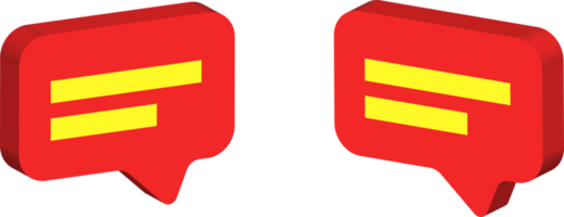 red 3d message or chat icon contains 2 lines of text png