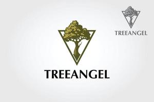 plantilla de logotipo de vector de ángel de árbol. logotipo del ciclo de vida que representa un árbol con raíces y ramas en un diseño triangular. este logo es símbolo de fuerza, libertad, fertilidad, esperanza y continuidad.