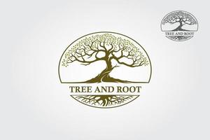 Tree And Root Vector Logo Illustration. Vector silhouette of a tree.