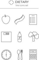 Dietetics line icons set vector