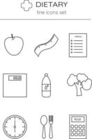 Dietetics line icons set vector