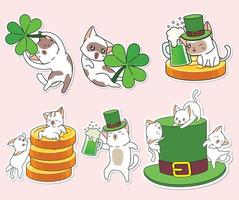 adorable cat sticker cartoon collection vector