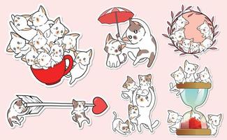 kitty cats character sticker cartoon collection vector
