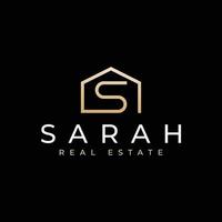 letter S house logo design for real estate, property and construction vector