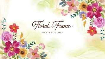 watercolor flower frame background vector