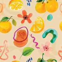 patrón de fruta naranja acuarela vector