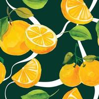 watercolor orange fruit pattern vector