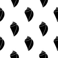 Vector seamless pattern. Line art sketch seashells. Isolated background. Decoration symbol of health calcium. Summer, sand and beach design. Repetitive ornament.