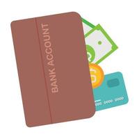 Bank account opening internet banking, online purchasing and transaction funds transfers illustration. vector