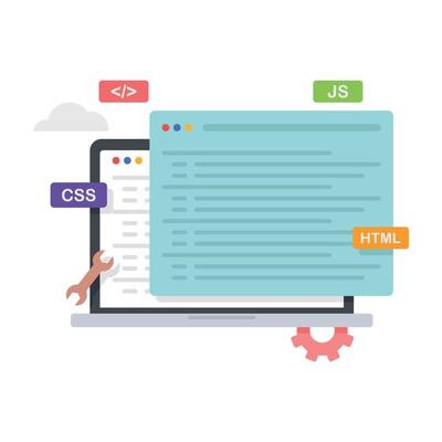 Website programming and web development coding illustration.