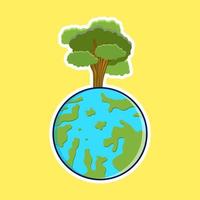 tierra y árbol para la ilustración del diseño del icono del medio ambiente vector