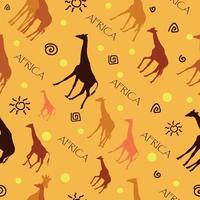 Seamless pattern with giraffes on yellow background vector