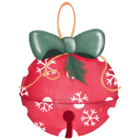 Hand Drawn red christmas bell in chalk style illustration png