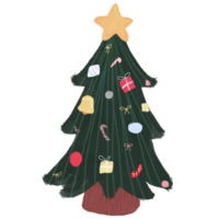 Hand Drawn cute christmas tree in chalk style illustration png