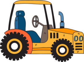 hand dragen söt gul traktor illustration png