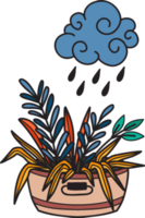 Hand Drawn rain on the bushes illustration png