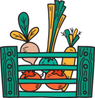 cestas de madera dibujadas a mano para ilustración de frutas y verduras png