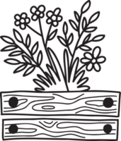 illustration de buisson de fleurs mignon dessiné à la main png