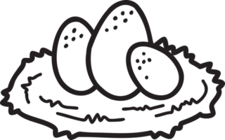 huevos de gallina dibujados a mano en la ilustración del nido png