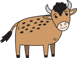 dibujado a mano linda vaca ilustración png