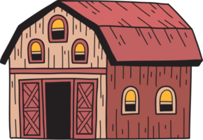 illustration de ferme et de grange dessinée à la main png