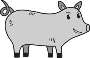 illustration de cochon mignon dessiné à la main png