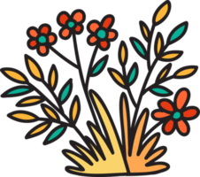 Hand Drawn cute flower bush illustration png