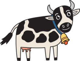 dibujado a mano linda vaca ilustración png