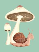 Snail And Mushroom vector