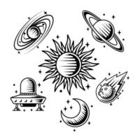 Minimalist Tattoo Outerspace Collection vector