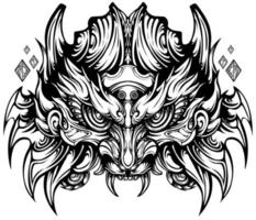 Japnese oni mask devil hand drawn illustration vector