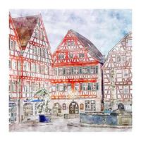 Leonberg Germany Watercolor sketch hand drawn illustration vector