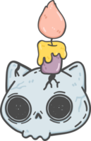 lindo halloween gatito gato cráneo dibujos animados animal garabato contorno png