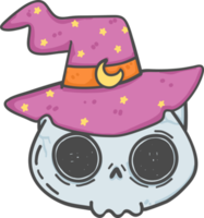 cute Halloween kitten cat skull cartoon animal doodle outline png