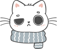 lindo divertido navidad gatito gato desgaste invierno bufanda de punto dibujos animados garabato animal dibujo a mano png