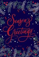 Christmas card cover design with text 'Season's greetings' vector