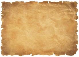 old parchment paper sheet vintage aged or texture isolated on white background photo