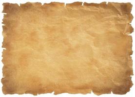 old parchment paper sheet vintage aged or texture isolated on white background photo