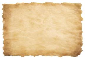 old parchment paper sheet vintage aged or texture isolated on white background photo