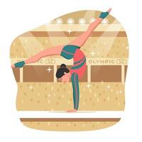 Gymnastic Athlete on Balance Beam vector