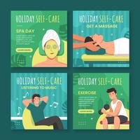 Holiday Self-Care Social Media Template vector