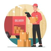 Postal Courier Holding a Package Box vector