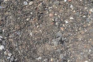 Detailed close up view on pebbles and stones on a gravel ground texture photo